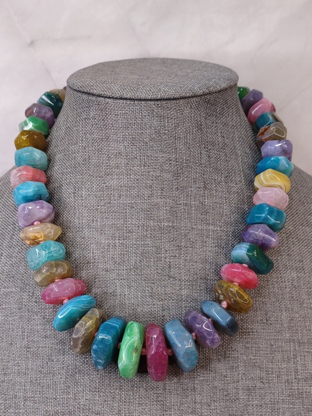 Vintage Lucas Lameth Rainbow Agate  Necklace